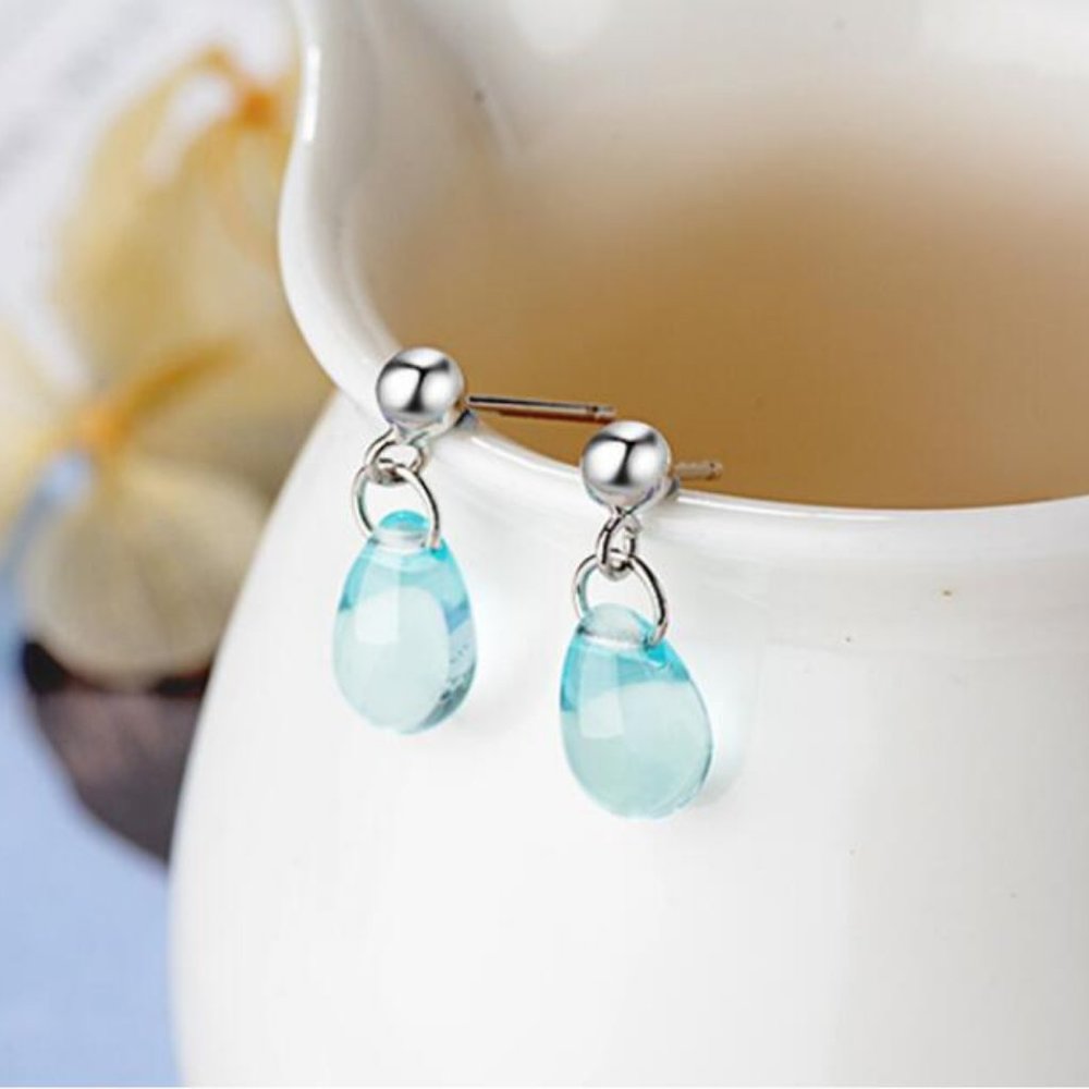 NEW 925 Sterling Silver Crystal Waterdrop Earrings - Picture 4 of 6